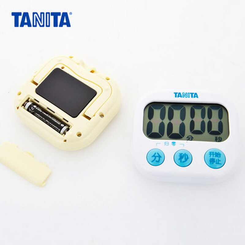 日本百利达tanita厨房计时器提醒器学生定时器倒计时器烘焙 TD-384 白色/黄色
