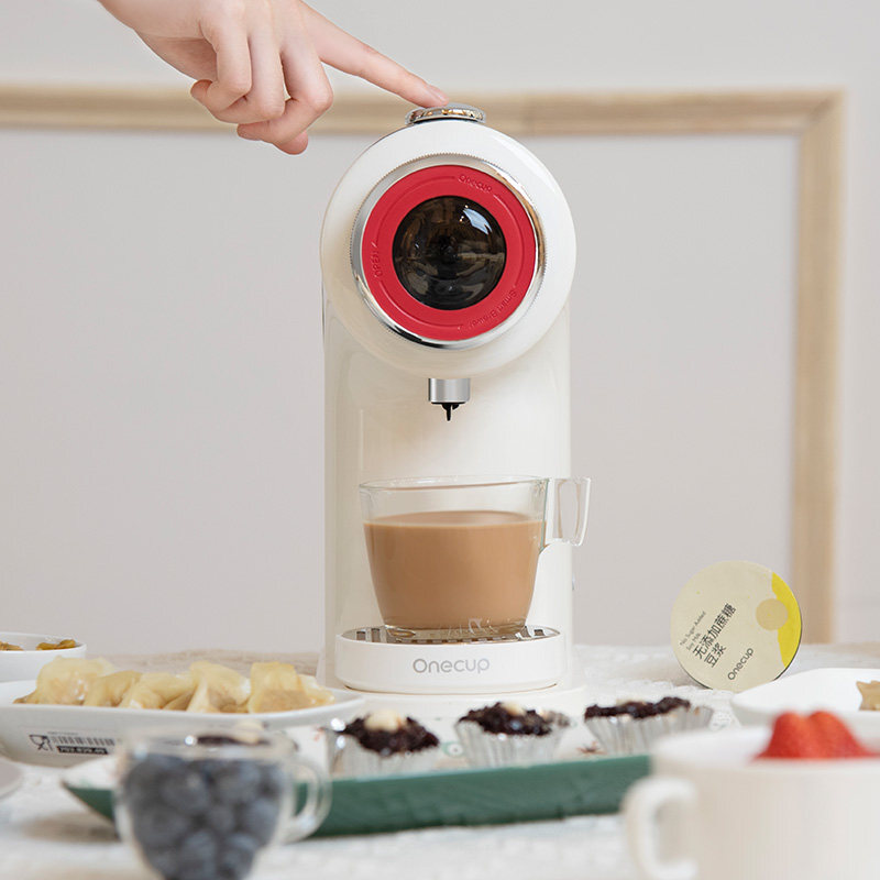 九阳Onecup胶囊咖啡机家用全自动咖啡机智能饮品机小型迷你豆浆机家用奶茶机机车款白色 KD08-K1W-Plus