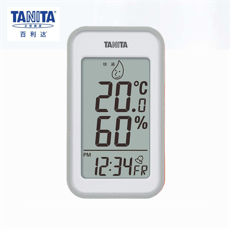 百利达（TANITA）高精度电子温湿度计通用大屏数字显示可显示时间日期 TT-559白色/橙色